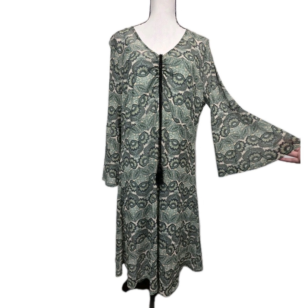 Babydoll Sheer Dress Size Large Bell Sleeves Whimsigoth Forest Fairy Grunge 3178